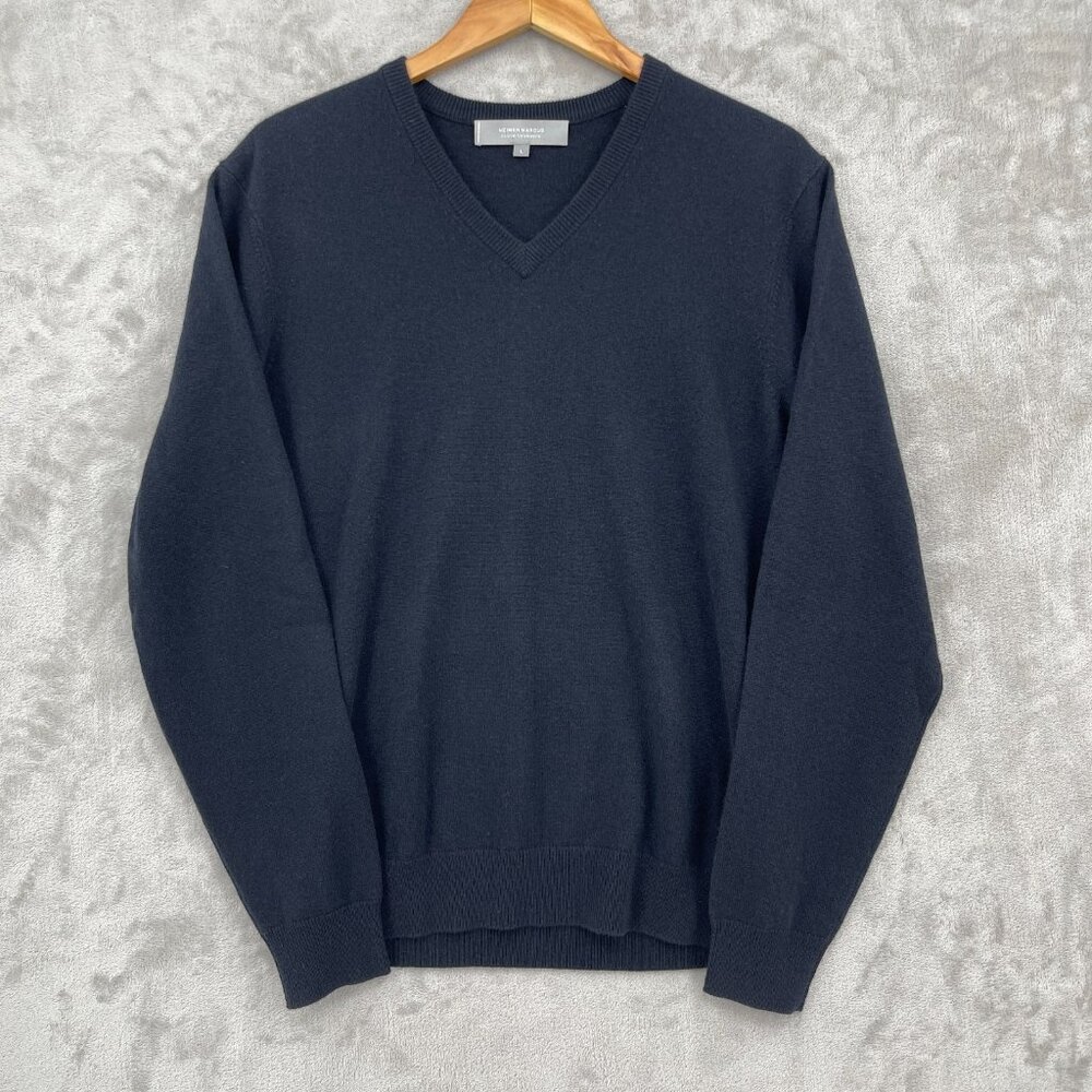 Neiman Marcus Cloud Cashmere Black V-Neck Pullover Sweater Classic Luxe